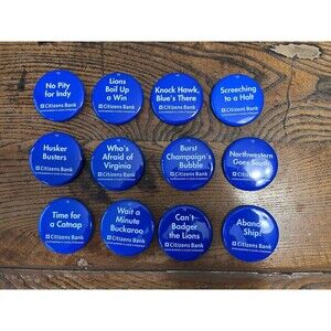 2012 PENN STATE CITIZENS BANK COMPLETE FOOTBALL SEASON SLOGAN BUTTON SET